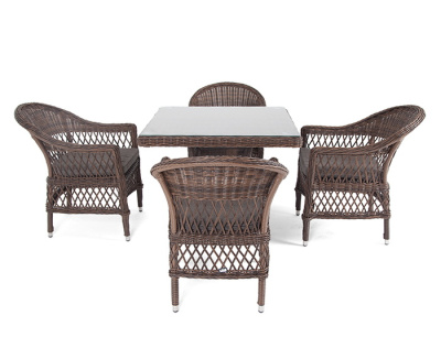 "Сицилия" обеденная группа плетеная, цвет коричневый