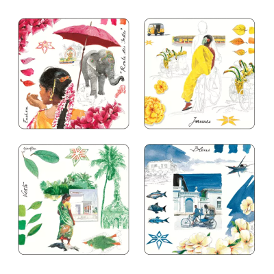 Набор из 4 подставок под бокалы