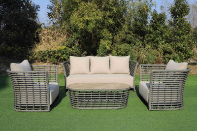 "Валенсия" диван из искусственного ротанга трехместный, цвет серый