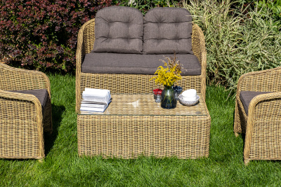 "Равенна" лаунж-зона из искусственного ротанга, цвет соломенный