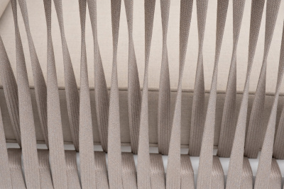 "Касабланка" кресло плетеное из роупа, каркас алюминий белый муар, роуп бежевый 20мм, ткань бежевая 15052